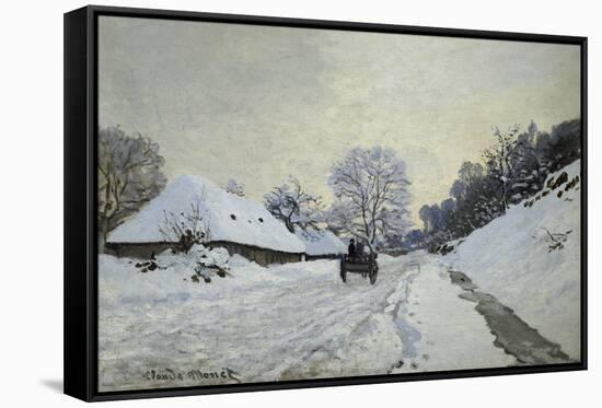 The Cart. Snow-Covered Road at Honfleur, Ca. 1867-Claude Monet-Framed Stretched Canvas