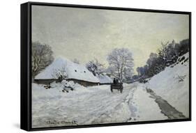 The Cart. Snow-Covered Road at Honfleur, Ca. 1867-Claude Monet-Framed Stretched Canvas