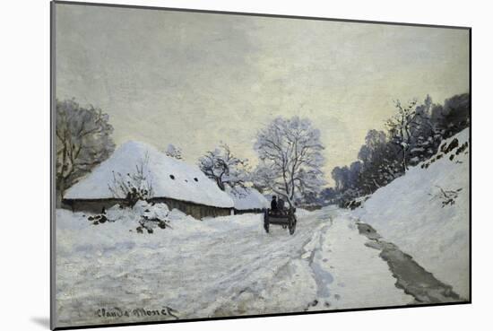 The Cart. Snow-Covered Road at Honfleur, Ca. 1867-Claude Monet-Mounted Art Print