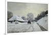 The Cart. Snow-Covered Road at Honfleur, Ca. 1867-Claude Monet-Framed Art Print