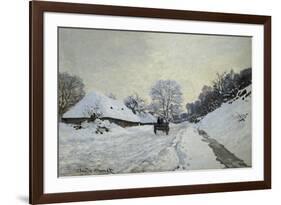 The Cart. Snow-Covered Road at Honfleur, Ca. 1867-Claude Monet-Framed Art Print