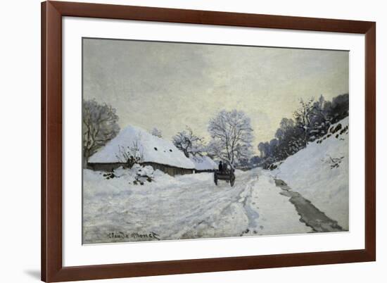 The Cart. Snow-Covered Road at Honfleur, Ca. 1867-Claude Monet-Framed Art Print