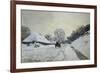 The Cart. Snow-Covered Road at Honfleur, Ca. 1867-Claude Monet-Framed Art Print