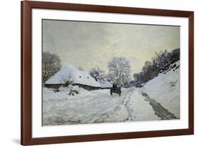 The Cart. Snow-Covered Road at Honfleur, Ca. 1867-Claude Monet-Framed Art Print