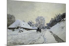 The Cart. Snow-Covered Road at Honfleur, Ca. 1867-Claude Monet-Mounted Art Print