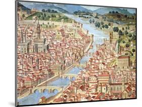 The Carta Della Catena Showing a Panorama of Florence, 1490-null-Mounted Giclee Print