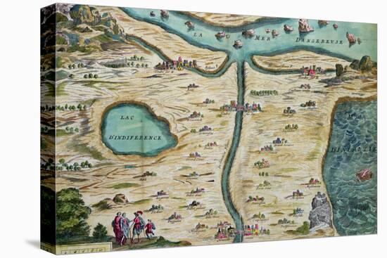 The "Carte De Tendre," a Map of an Imaginary Country-null-Stretched Canvas