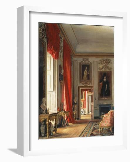 The Carved Room, Petworth House, Sussex (C1856), Verso: Sketch of a Seated Male Figure in Costume-Charles Robert Leslie-Framed Giclee Print