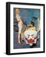 The Casanova Car - Saturday Evening Post "Leading Ladies", September 5, 1959 pg.34-Coby Whitmore-Framed Giclee Print