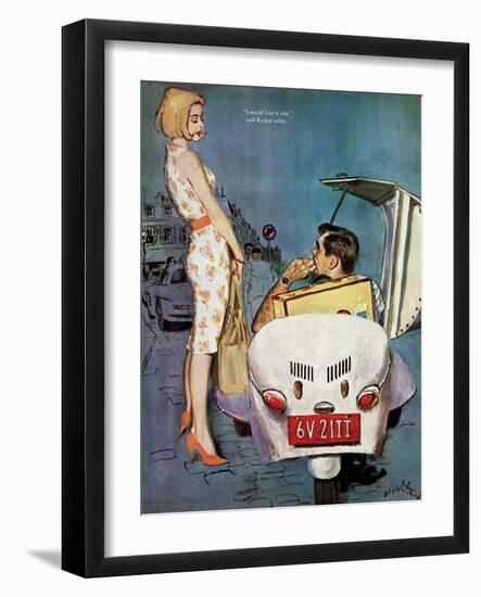 The Casanova Car - Saturday Evening Post "Leading Ladies", September 5, 1959 pg.34-Coby Whitmore-Framed Premium Giclee Print