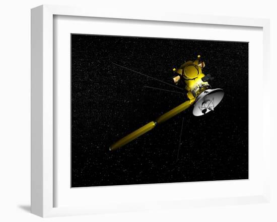 The Cassini Spacecraft in Orbit-null-Framed Art Print