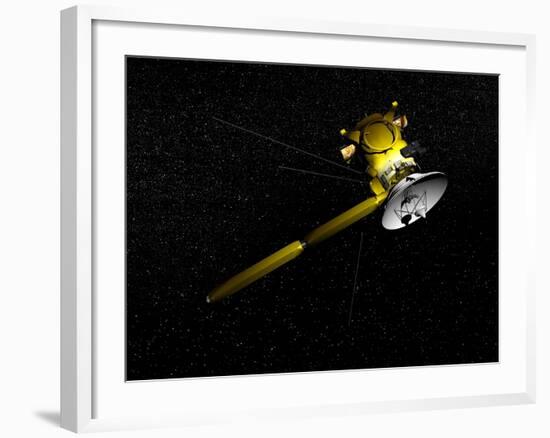 The Cassini Spacecraft in Orbit-null-Framed Art Print