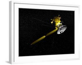 The Cassini Spacecraft in Orbit-null-Framed Art Print