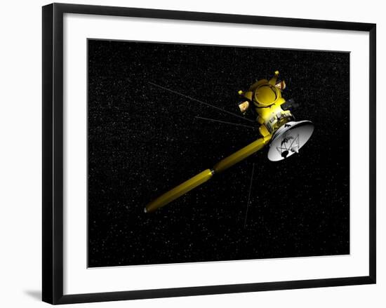 The Cassini Spacecraft in Orbit-null-Framed Art Print