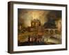 The Castel Sant Angelo, Rome, with Townsfolk watching a Firework Display at Night-Willem van Nieulandt-Framed Giclee Print