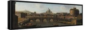 The Castel St.Angelo, Rome, with the Ponte St. Angelo-Canaletto-Framed Stretched Canvas