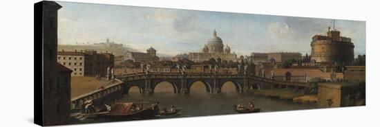 The Castel St.Angelo, Rome, with the Ponte St. Angelo-Canaletto-Stretched Canvas