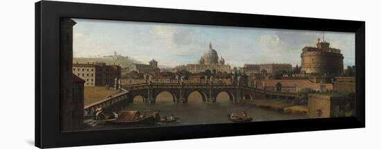 The Castel St.Angelo, Rome, with the Ponte St. Angelo-Canaletto-Framed Giclee Print