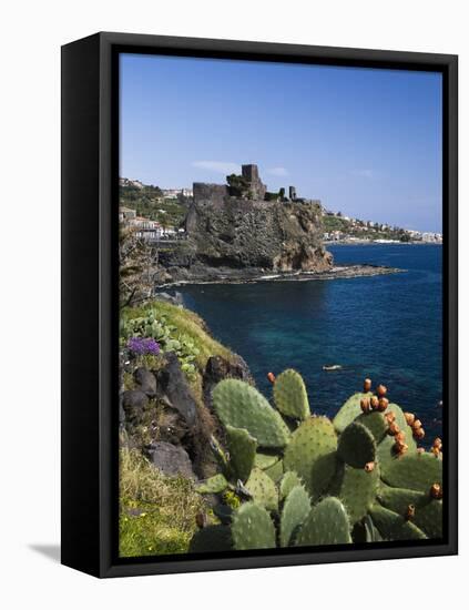The Castle and Coastline, Aci Castello, Sicily, Italy, Mediterranean, Europe-Stuart Black-Framed Stretched Canvas