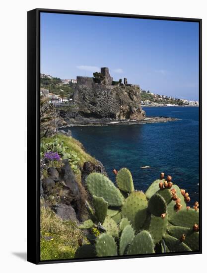 The Castle and Coastline, Aci Castello, Sicily, Italy, Mediterranean, Europe-Stuart Black-Framed Stretched Canvas