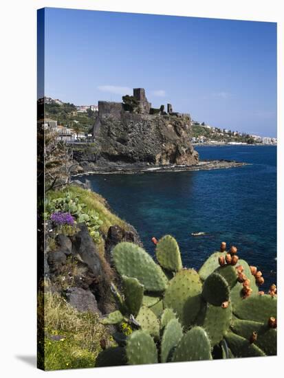 The Castle and Coastline, Aci Castello, Sicily, Italy, Mediterranean, Europe-Stuart Black-Stretched Canvas