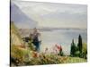 The Castle at Chillon-John William Inchbold-Stretched Canvas