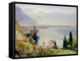 The Castle at Chillon-John William Inchbold-Framed Stretched Canvas