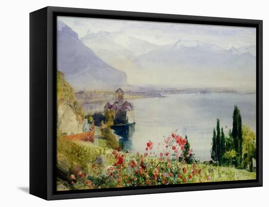 The Castle at Chillon-John William Inchbold-Framed Stretched Canvas