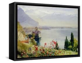 The Castle at Chillon-John William Inchbold-Framed Stretched Canvas