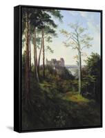 The Castle Colditz, 1828-Ernst Ferdinand Oehme-Framed Stretched Canvas