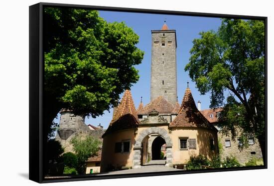 The Castle Gate (Burg Tor) in the Walls of Rothenburg Ob Der Tauber, Romantic Road, Franconia-Robert Harding-Framed Stretched Canvas