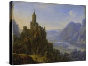 The Castle Katzenellenbogen on the Rhine, 17Th Century (Oil on Copper)-Herman the Younger Saftleven-Stretched Canvas