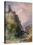 The Castle of Katz on the Rhine-William Callow-Stretched Canvas