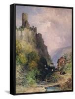 The Castle of Katz on the Rhine-William Callow-Framed Stretched Canvas