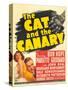 THE CAT AND THE CANARY, from left: Paulette Goddard, Bob Hope on window card, 1939.-null-Stretched Canvas