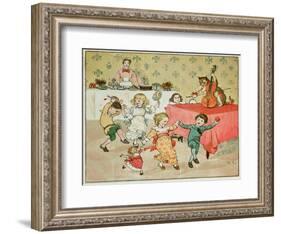 The Cat and the Fiddle and the Children's Party Illustration from Hey Diddle Diddle-Randolph Caldecott-Framed Giclee Print