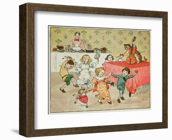 The Cat and the Fiddle and the Children's Party Illustration from Hey Diddle Diddle-Randolph Caldecott-Framed Giclee Print