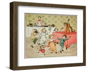 The Cat and the Fiddle and the Children's Party Illustration from Hey Diddle Diddle-Randolph Caldecott-Framed Giclee Print