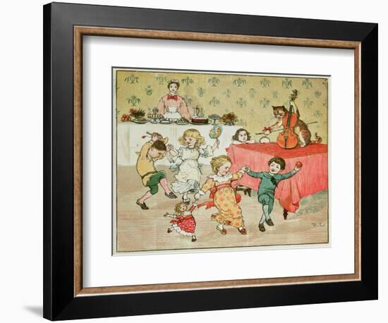 The Cat and the Fiddle and the Children's Party Illustration from Hey Diddle Diddle-Randolph Caldecott-Framed Giclee Print