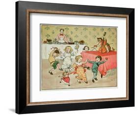 The Cat and the Fiddle and the Children's Party Illustration from Hey Diddle Diddle-Randolph Caldecott-Framed Giclee Print