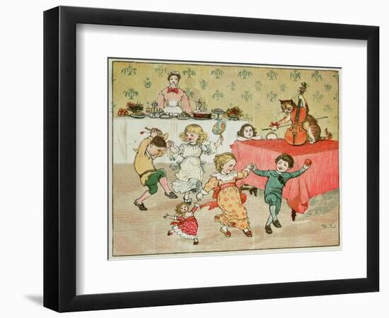 The Cat and the Fiddle and the Children's Party Illustration from Hey Diddle Diddle-Randolph Caldecott-Framed Giclee Print