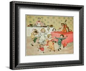 The Cat and the Fiddle and the Children's Party Illustration from Hey Diddle Diddle-Randolph Caldecott-Framed Giclee Print