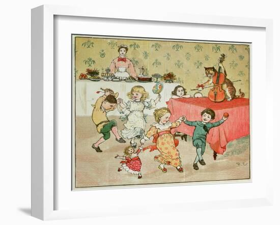 The Cat and the Fiddle and the Children's Party Illustration from Hey Diddle Diddle-Randolph Caldecott-Framed Giclee Print