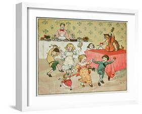 The Cat and the Fiddle and the Children's Party Illustration from Hey Diddle Diddle-Randolph Caldecott-Framed Giclee Print