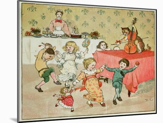 The Cat and the Fiddle and the Children's Party Illustration from Hey Diddle Diddle-Randolph Caldecott-Mounted Giclee Print