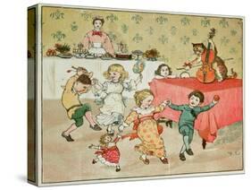 The Cat and the Fiddle and the Children's Party Illustration from Hey Diddle Diddle-Randolph Caldecott-Stretched Canvas