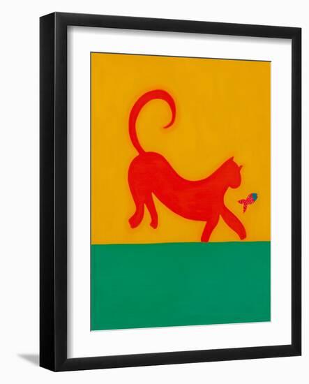 The cat and the fish;1998; (oil on linen)-Cristina Rodriguez-Framed Giclee Print