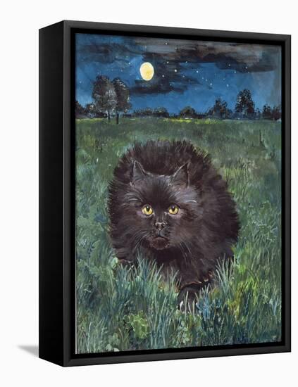 The Cat and the Moon-Hilary Jones-Framed Stretched Canvas