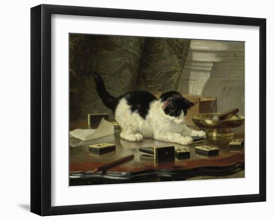 The Cat at Play, by Henriette Ronner, C. 1860-78, Belgian-Dutch Painting on Panel-Henriette Ronner-Framed Art Print