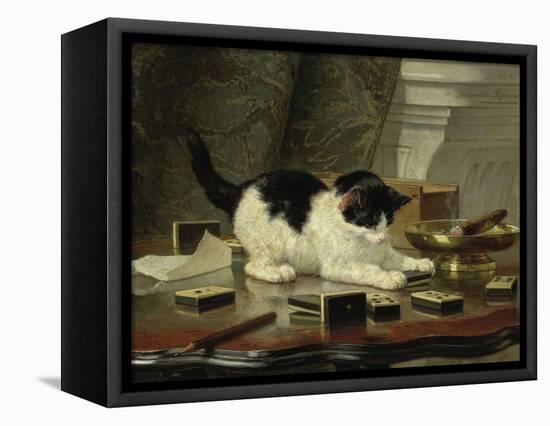 The Cat at Play, by Henriette Ronner, C. 1860-78, Belgian-Dutch Painting on Panel-Henriette Ronner-Framed Stretched Canvas